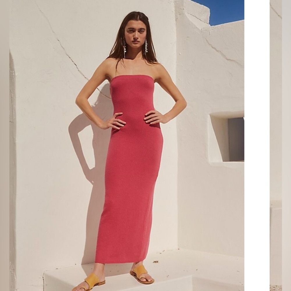 Free People Beach Rio Sweater Maxi Tube Dress in Red/pink Size small